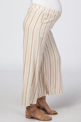 Rust Striped Cropped Maternity Pants