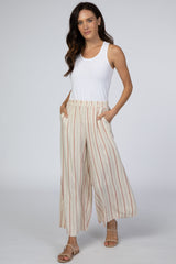 Rust Striped Cropped Pants