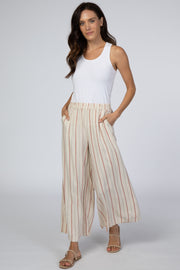 Rust Striped Cropped Pants