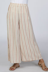 Rust Striped Cropped Pants