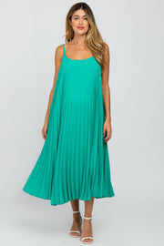 Green Pleated Maternity Midi Dress