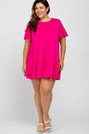 Fuchsia Tiered Plus Dress