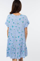 Blue Tiered Floral Dress