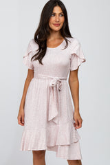 Light Pink Polka Dot Ruffle Dress