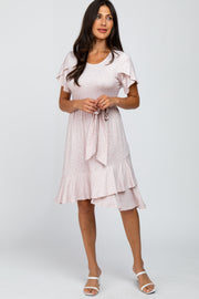 Light Pink Polka Dot Ruffle Dress