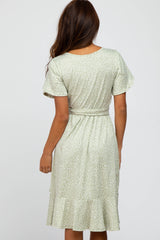 Light Olive Polka Dot Ruffle Dress