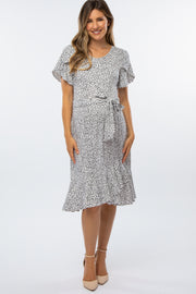 White Polka Dot Ruffle Maternity Dress