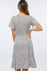 White Polka Dot Ruffle Maternity Dress