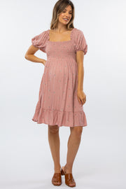 Mauve Floral Smocked Maternity Dress