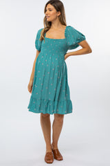 Jade Floral Smocked Maternity Dress