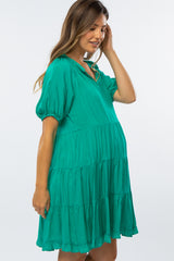 Jade Tiered Split Neck Maternity Dress