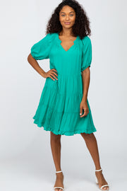 Jade Tiered Split Neck Dress