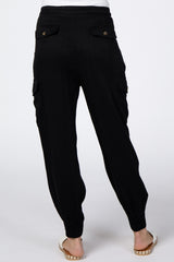 Black Twill Cargo Maternity Jogger Pants