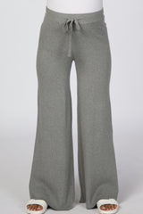 Heather Grey Ribbed Knit Wide Leg Maternity Pants