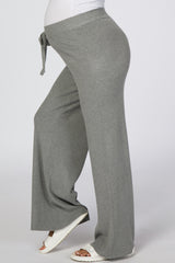 Heather Grey Ribbed Knit Wide Leg Maternity Pants