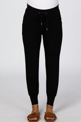 Black Maternity Drawstring Jogger Pants