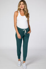 Teal Maternity Drawstring Jogger Pants