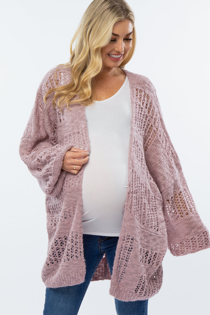 Mauve Knit Maternity Cardigan – PinkBlush