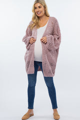 Mauve Knit Maternity Cardigan