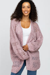 Mauve Knit Maternity Cardigan