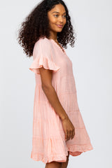 Pink Tiered Ruffle Accent Dress