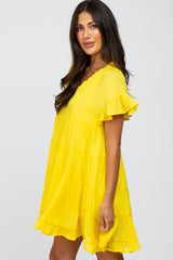 Yellow Tiered Ruffle Accent Dress