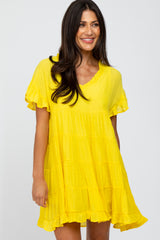 Yellow Tiered Ruffle Accent Dress