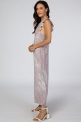 Lavender Tie Dye Ruffle Midi Dress