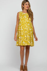 Yellow Floral Crochet Trim Maternity Dress