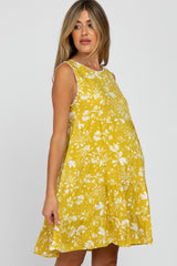 Yellow Floral Crochet Trim Maternity Dress