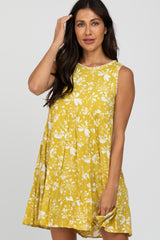 Yellow Floral Crochet Trim Dress