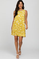 Yellow Floral Crochet Trim Dress