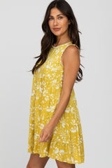 Yellow Floral Crochet Trim Dress