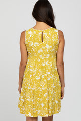 Yellow Floral Crochet Trim Dress