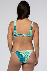 Green Palm Print Maternity Bikini Set