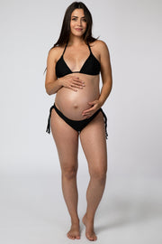 Black Halter Tie Bikini Maternity Set