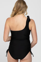 Black Cutout One Shoulder One-Piece Maternity Swimsuit