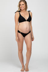 Black Shoulder Tie Maternity Bikini Set