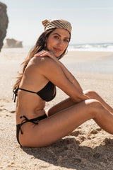 Black Halter Tie Bikini Set