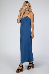 Blue French Terry Wide Leg Jumpsuit