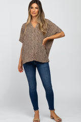 Taupe Animal Print Short Sleeve Maternity Top