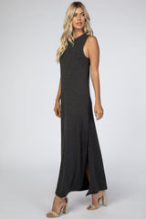 Charcoal Side Slit Maxi Dress