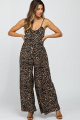 Brown Animal Print Maternity Jumpsuit