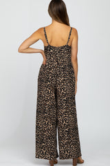 Brown Animal Print Maternity Jumpsuit