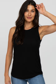 Black Ribbed Sleeveless Top