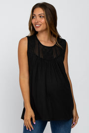 Black Lace Inset Maternity Sleeveless Top