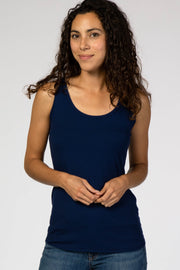 Navy Ribbed Sleeveless Top