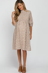 Cream Ditsy Floral Smocked Maternity Dress