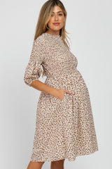 Cream Ditsy Floral Smocked Maternity Dress