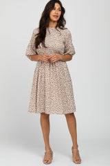 Cream Ditsy Floral Smocked Maternity Dress